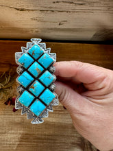 Load image into Gallery viewer, Big Ring - adjustable - kingman turquoise ring and sterling silver
