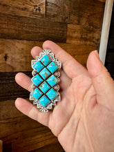 Load image into Gallery viewer, Big Ring - adjustable - kingman turquoise ring and sterling silver
