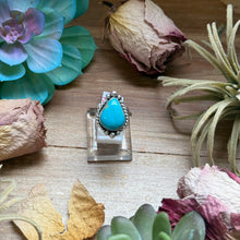 Load image into Gallery viewer, 139 - Sterling Silver Royston Turquoise Medicine Man Eye Stamped Stacking Ring by Jason Ogg
