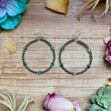 Load image into Gallery viewer, African Turquoise Star Hoop Earrings – 3mm Sterling Silver
