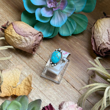 Load image into Gallery viewer, 136 - Sterling Silver Blue Ridge Turquoise Medicine Man Eye Stamped Stacking Ring by Jason Ogg
