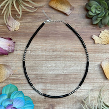 Load image into Gallery viewer, 16” Black Onyx Necklace – Sterling Silver Pearls
