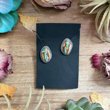 Load image into Gallery viewer, 29 - Sterling Silver Ribbon Royston Turquoise Stud Earrings by Jason Ogg

