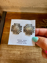 Load image into Gallery viewer, Square Cross Stud Earrings with Horse Stamp – Sterling Silver
