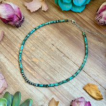 Load image into Gallery viewer, African Turquoise Heishi &amp; Sterling Silver Pearl Necklace
