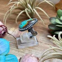 Load image into Gallery viewer, MJ Blue Turquoise Ring – Sterling Silver Adjustable Band

