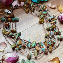 Load image into Gallery viewer, 22” Dark Shell &amp; Turquoise Nugget Necklace
