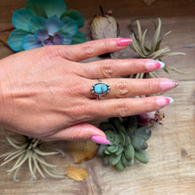 Load image into Gallery viewer, 141 - Sterling Silver Golden Hill Turquoise Medicine Man Eye Stamped Stacking Ring by Jason Ogg
