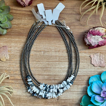 Load image into Gallery viewer, 14” White Buffalo Choker – Sterling Silver Pearls
