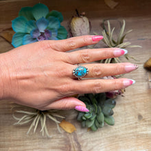 Load image into Gallery viewer, 138 - Sterling Silver Egyptian Turquoise Medicine Man Eye Stamped Stacking Ring by Jason Ogg
