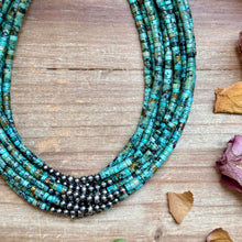 Load image into Gallery viewer, African Turquoise Heishi &amp; Sterling Silver Pearl Necklace
