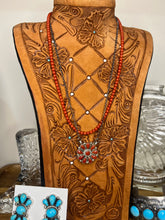 Load image into Gallery viewer, Red Coral Zuni Cluster Necklace + Free Red Coral Necklace beaded necklace w/ purchase!
