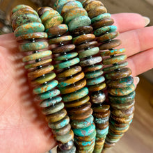 Load image into Gallery viewer, 23” Dark Green Turquoise Graduated Necklace – Sterling Silver &amp; Hematite
