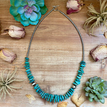 Load image into Gallery viewer, 26 inch Graduated Blue Turquoise Statement Necklace
