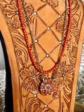 Load image into Gallery viewer, Red Coral Zuni Cluster Necklace + Free Red Coral Necklace beaded necklace w/ purchase!
