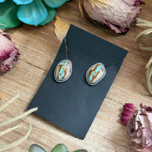 Load image into Gallery viewer, 29 - Sterling Silver Ribbon Royston Turquoise Stud Earrings by Jason Ogg
