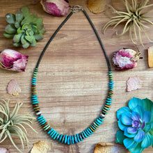 Load image into Gallery viewer, 23” Tri Color Turquoise Graduated Necklace – Sterling Silver &amp; Hematite

