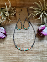 Load image into Gallery viewer, Green &amp; Orange Heishi Earrings – Sterling Silver Pearls
