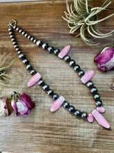 Load image into Gallery viewer, NFR Collection Necklace – 8mm &amp; 14mm Sterling Silver Pearls with Pink Conch Shell – 23"
