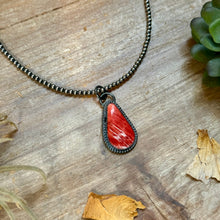 Load image into Gallery viewer, FREE Sterling Silver Pearl Necklace + MJ Red Spiny Oyster Pendant
