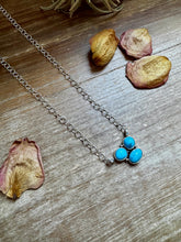 Load image into Gallery viewer, 3-Stone Small Cluster Necklace – Kingman Turquoise – 17.5"
