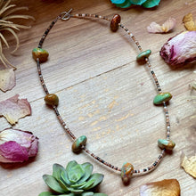 Load image into Gallery viewer, 22” Dark Shell &amp; Turquoise Nugget Necklace
