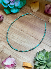 Load image into Gallery viewer, Turquoise Heishi Necklace with Pear Shape Pendant – 14”

