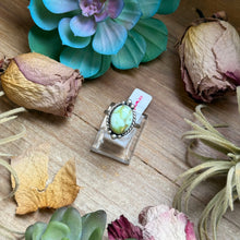 Load image into Gallery viewer, 129 - Sterling Silver Palomino Variscite Medicine Man Eye Stamped Stacking Ring by Jason Ogg
