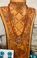 Load image into Gallery viewer, Red Coral Zuni Cluster Necklace + Free Red Coral Necklace beaded necklace w/ purchase!

