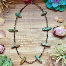 Load image into Gallery viewer, 22” Dark Shell &amp; Turquoise Nugget Necklace
