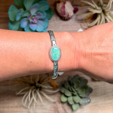 Load image into Gallery viewer, 118 Sterling Silver Kingman Turquoise Stamped Stacking Cuff by Jason Ogg
