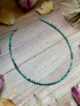 Load image into Gallery viewer, Turquoise Heishi Necklace with Pear Shape Pendant – 14”
