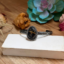 Load image into Gallery viewer, MJ Oval Black Jack Turquoise Sterling Silver Cuff
