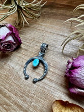 Load image into Gallery viewer, Naja Pendant with Golden Hill Turquoise – Option 2 – Sterling Silver – Native Made by KB – Fits 8mm

