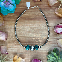 Load image into Gallery viewer, 16.5” Turquoise Necklace – Sterling Silver Pearls
