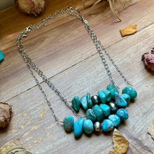 Load image into Gallery viewer, Chunky Turquoise &amp; Sterling Silver Pearl Paperclip Necklace
