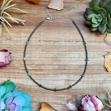Load image into Gallery viewer, 15” African Turquoise Star Necklace – Sterling Silver Pearls
