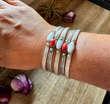 Load image into Gallery viewer, White Buffalo or Red Spiny Cuff Bracelet – Sterling Silver
