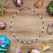 Load image into Gallery viewer, Pink Conch Heishi &amp; 3mm Sterling Silver Pearl Necklace 20 inch
