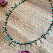 Load image into Gallery viewer, Sterling Silver Pearl &amp; Long Blue Turquoise Necklace – 21”
