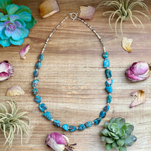Load image into Gallery viewer, Blue Turquoise Nugget &amp; Shell Necklace – 26”
