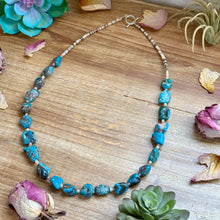 Load image into Gallery viewer, Blue Turquoise Nugget &amp; Shell Necklace – 26”
