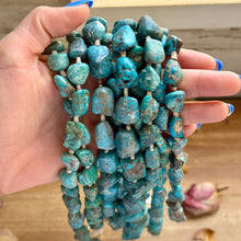 Load image into Gallery viewer, Blue Turquoise Nugget &amp; Shell Necklace – 26”
