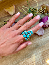 Load image into Gallery viewer, Kingman Turquoise Longhorn Sterling Silver Ring – Adjustable (Fits 8+)

