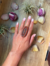 Load image into Gallery viewer, Red Coral Cluster Sterling Silver Ring – Size 9
