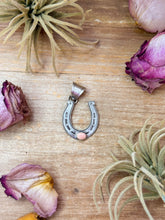 Load image into Gallery viewer, Sterling Silver Horseshoe Pendant with Pink Conch
