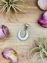 Load image into Gallery viewer, Sterling Silver Horseshoe Pendant with Pink Conch
