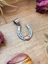 Load image into Gallery viewer, Sterling Silver Horseshoe Pendant with Pink Conch
