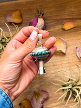 Load image into Gallery viewer, Sterling Silver Blossom Pendant with Kingman Turquoise – Native Made by M.S.
