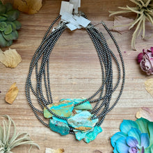 Load image into Gallery viewer, 16” Flat Turquoise Necklace – Sterling Silver
